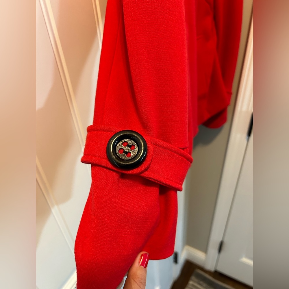 Margaret Frances Petite Brand Red Jacket With Black Buttons Size 10 - Picture 3 of 6